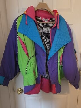 Saks Fifth Avenue Neon Colorblock Ski Jacket in Purple, Green, Blue, Pink